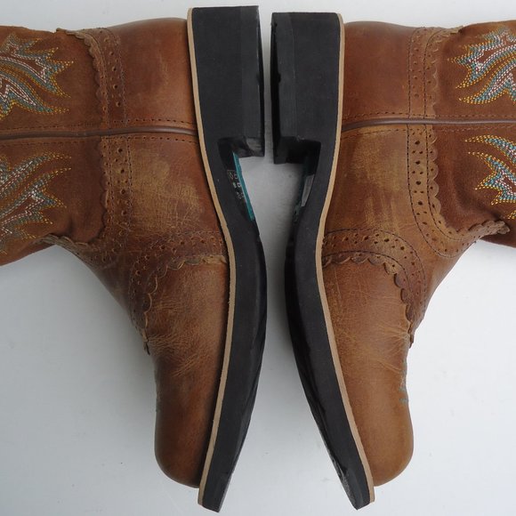SIZE 7 B. Ariat FatBaby Brown Leather Boots Women's. - Picture 8 of 16